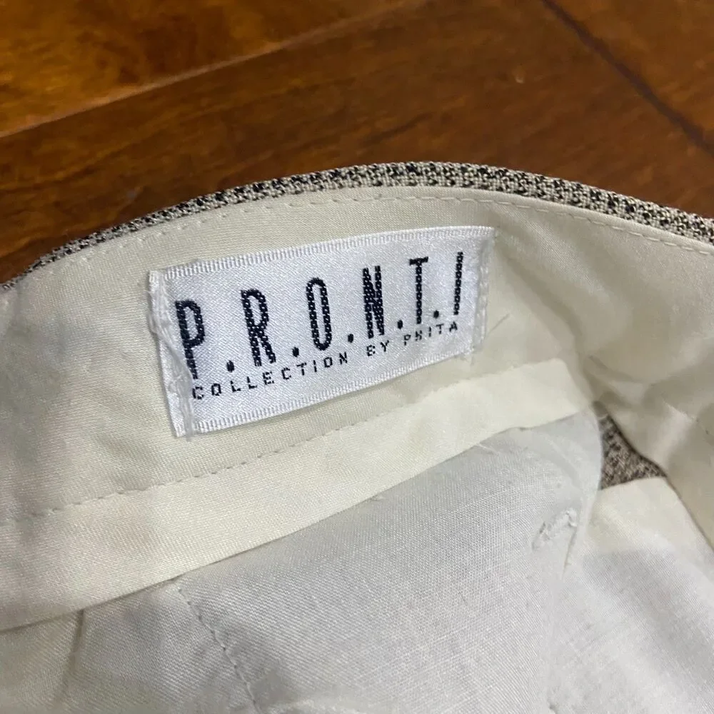 PRONTI Casual Vintage Dress Pleated Tan Brown Slacks Pants Men's Size 40 x 32